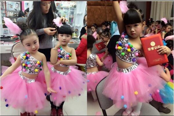 New style girl's sequins jazz performance stage dance costumes bitter fleabane gauze skirt