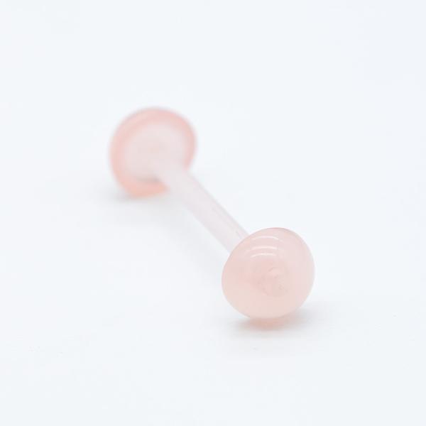 Double Pink Dome Flat Bottom Tongue Ring Piercing Acrylic 14G 16mm