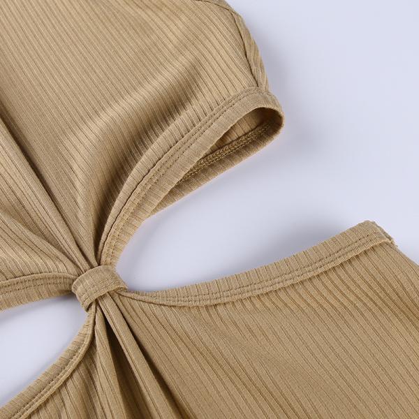 Halter Neck Knotted Sexy Women Dresses Hollow Sleeveless Solid Color