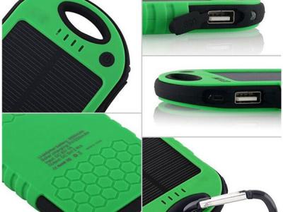 ABS and Silicon 5000mAh Polymer Battery Outdoors Waterproof Solar Power Bank DC5V 2.1A