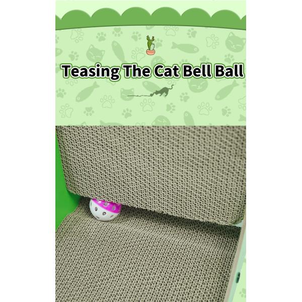 Protect Your Furniture with Green L Shape Cat Scratcher Pad and Ball Toy 490g