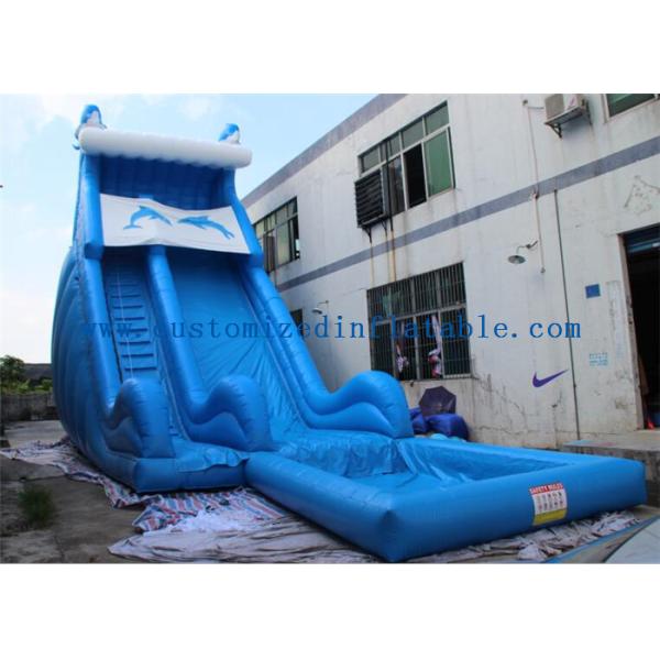 Blue Dolphin Inflatable Rental Water Slides Bounce House For Big Kids / Teenagers