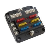 Bloc de fusible de lame bloc négatif de terminus de bus de 12 de volt de boite à fusible circuits du support 6 avec la preuve d'humidité d'indicateur de LED