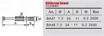Other Furniture Hardware Mini Fix Dowel Cabinet Connector Bolt Plastic Self Tapping Screw