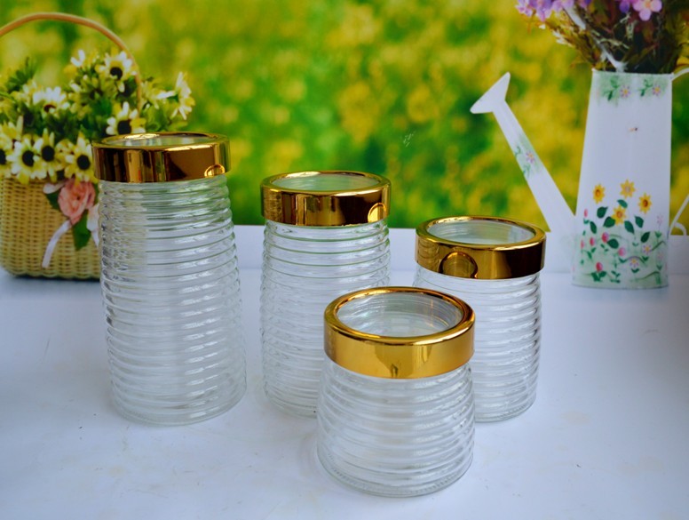 SET OF 4 PCS GLASS CANISTER