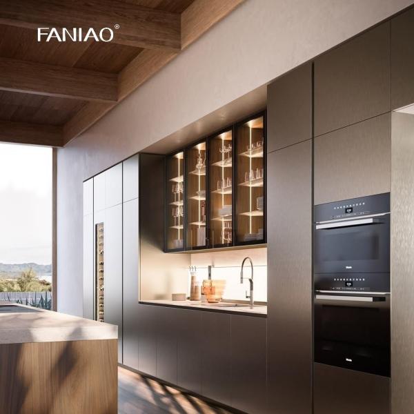 Дизайнерские шкафы для кухни из твердого дерева с высоким блеском