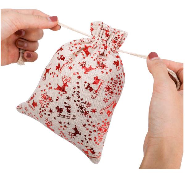 Напечатанные на веревке мешки из лопатки для рождественского подарка и конфеты 13 см*18 см Как на картинке