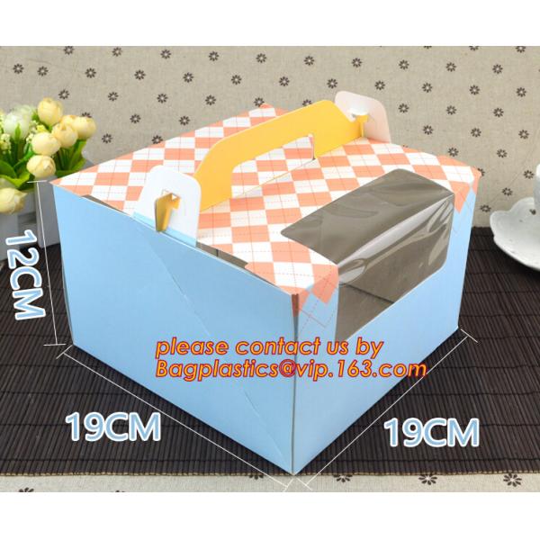 Custom artpaper handle cake box with PVC window, Sweet cake box with handle, cake box with window