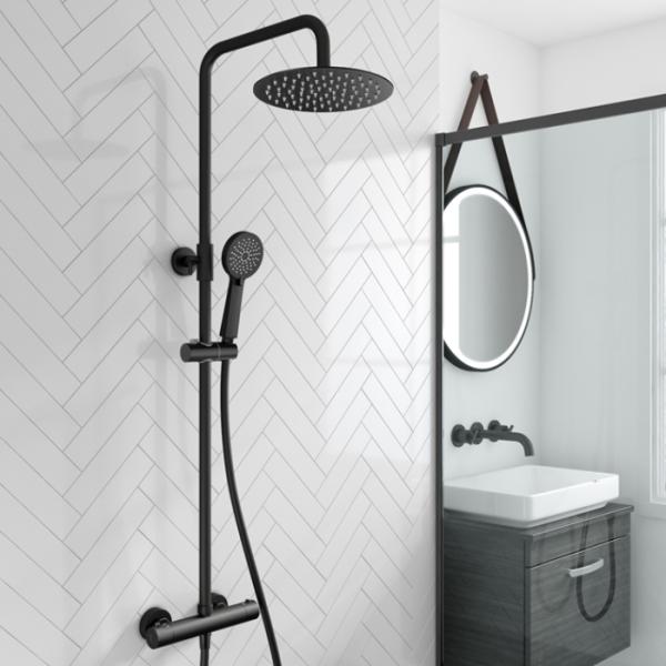 Wall Mounted Exposed Valve Showers Matt Black Dual Control Exposed Mixer Shower