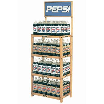4 camadas de madeira de bebida de piso display Stand para loja de varejo ou mercearia