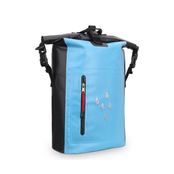 25 Liter PVC Lightweight Waterproof Backpack ,  Waterproof Roll Top Bag With Zipper