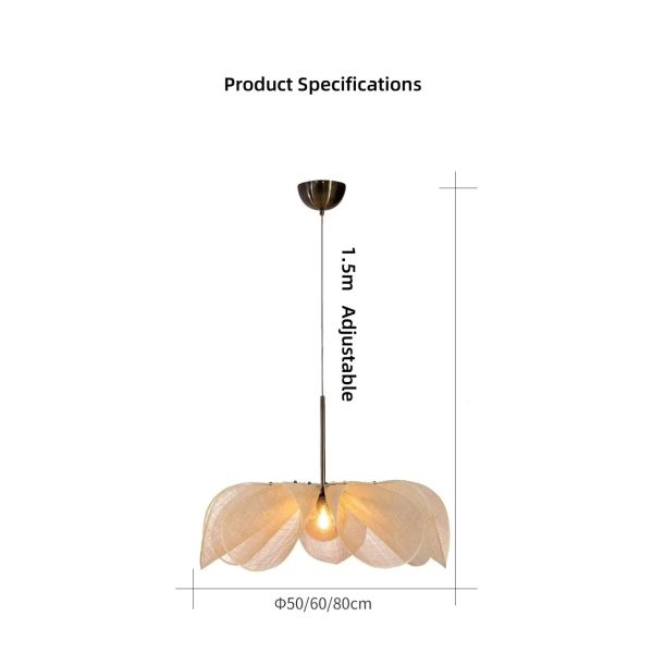 French Fabric Ceiling Pendant Lights Japanese Wabi Sabi Flower Chandelier (WH-VP-306)