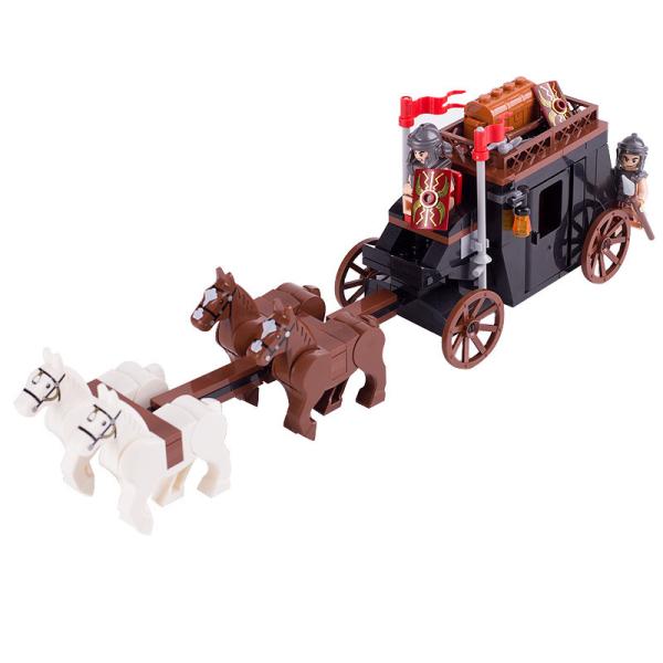 ABS children gifts medival emperor soldier figures military carriage building block toys