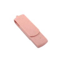 Tipo C USB Flash Drives Plastico rosa com palha Material reciclável e logotipo personalizado
