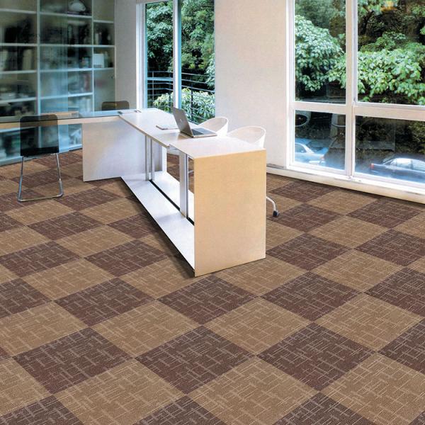 Commercial Cut Pile Nylon Carpet Tile Square Striped Pattern for Office and Hotel Rooms