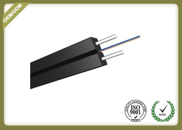 Indoor 2 Core FTTH Fiber Optic Drop Cable Single Mode With Messenger Steel Wire