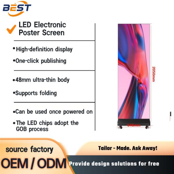 Indoor LED Poster Display Screen P2.5 1920x640mm Front Service