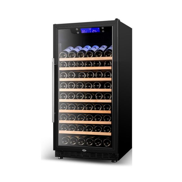 Smart Digital Temperature Control Lockable Dual Glass Door Wood Wine Cooler Cabinet with Less than 42 dB Noise