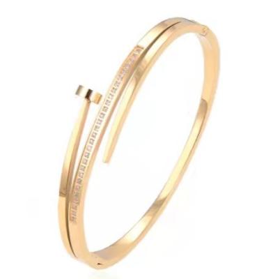 ODM Party Stainless Steel Designer Jewelry Personalised Letter Nail Bangle Bracelet