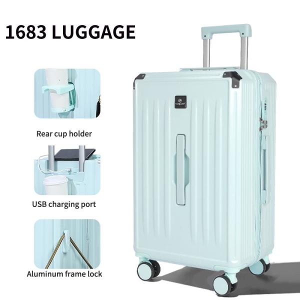 1683Convenient Travel Companion Aluminum Suitcase with 4 Wheels and Telescopic Handle 20/22/24/26/28 Inches