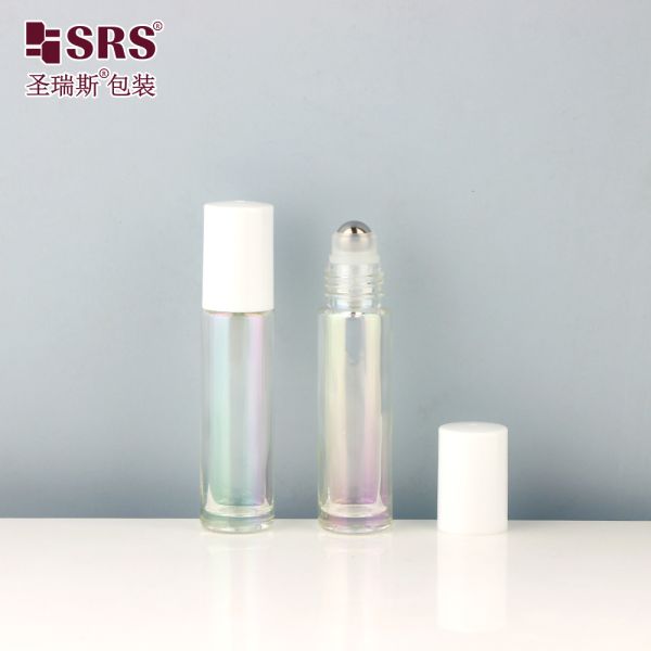 BLPM-10ML SRS Electroplated Iridescent Glass Roll-On Bottles for Perfume Customizable Luxury Cosmetic Packaging with Stainless Steel Roller Ball