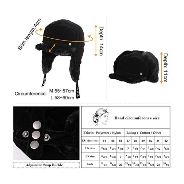 Шляпа Trapper зимы людей 56cm кожаная теплая с мехом