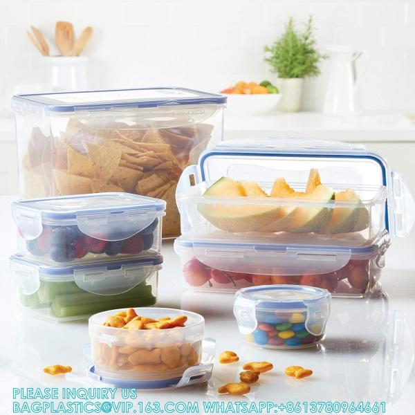 Plastic rigid Storage box Set, Food storage Containers, Airtight Bins, BPA-Free, Dishwasher Safe, 38 Piece, Clear