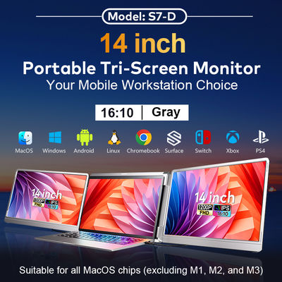 16:10 Computer Tri Screen 1200P FHD Desktop Screen Extension 14 Inch