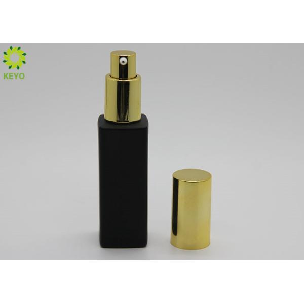 30g 1 OZ Empty Cosmetic Containers , Matte Black Glass Liquid Foundation Pump Bottle