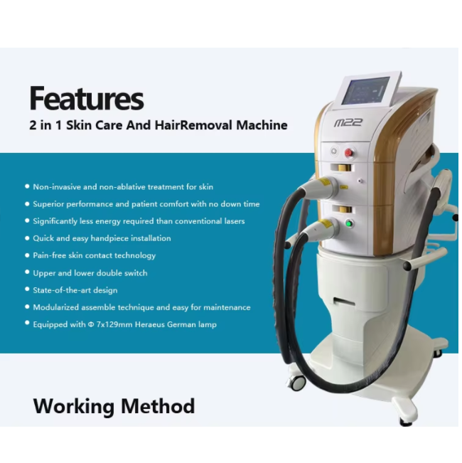 2 In 1 M22 IPL OPT Nd Yag Laser Hair Removal Machine Tattoo Pigment Removal Device