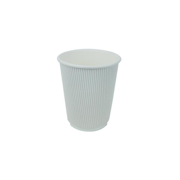 Plain White 8 12 16 OZ Corrugated Coffee Cups For Hot Milk And Hot Coffee
