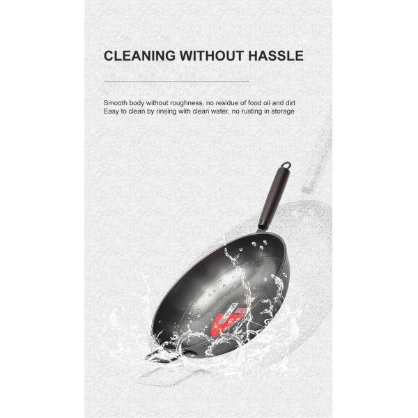 Minimalist Style Non Stick Honeycomb 34cm Pure Iron Frying Wok Sustainable and Durable
