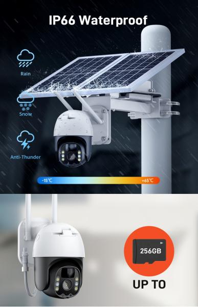 Câmera 4g exterior industrial solar câmera solar do monitor 4g Wifi Ptz de 5 polegadas