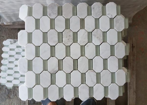 Espessura mosic da telha 10mm do hexágono de mármore branco para o banheiro/cozinha