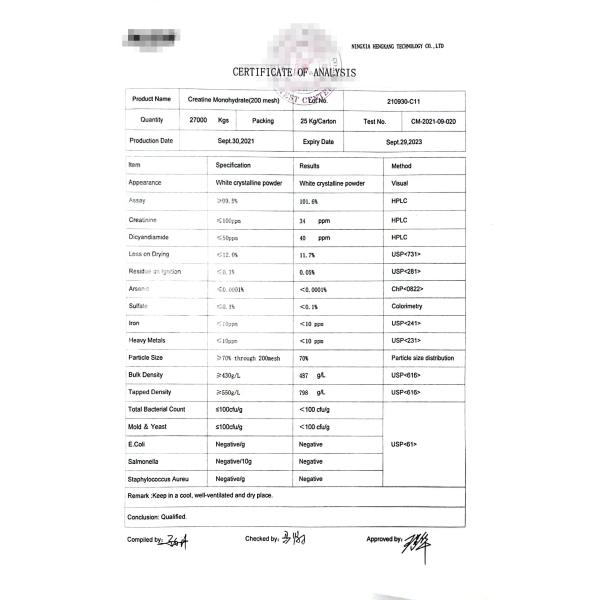 Mercury Creatine Monohydrate 200mesh Powder CAS 6020-87-7 Assay 101.6% 10ppm Heavy Metals