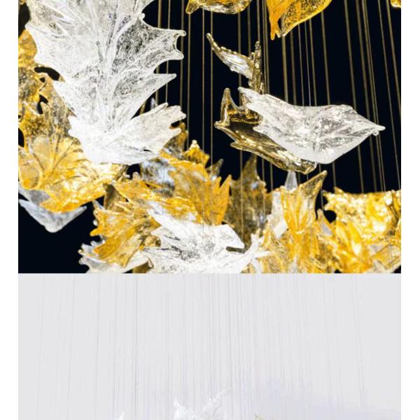 Vidrio de arte de ámbar claro Hojas de candelabros Decoración del vestíbulo Gran vestíbulo Gran hotel candelabros Decoración de candelabros de hojas de arce