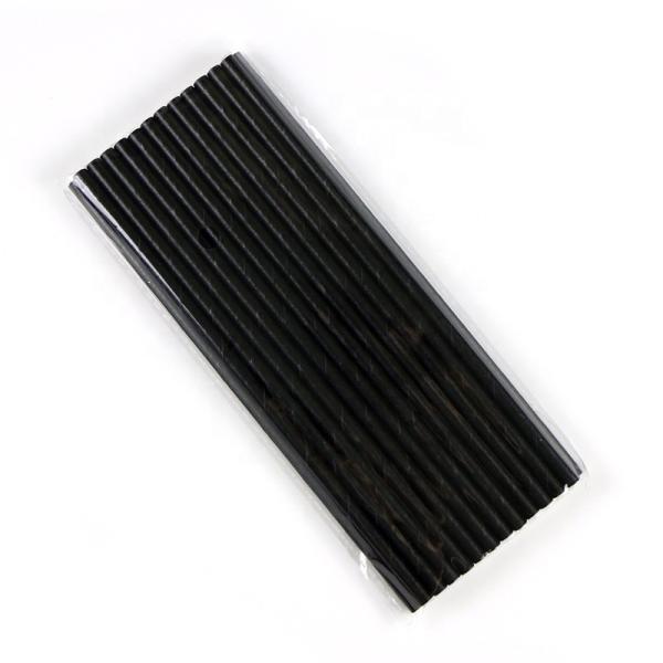 250pcs Biodegradable Customized Logo Black Paper Straws 197mm for Eco Friendly Products