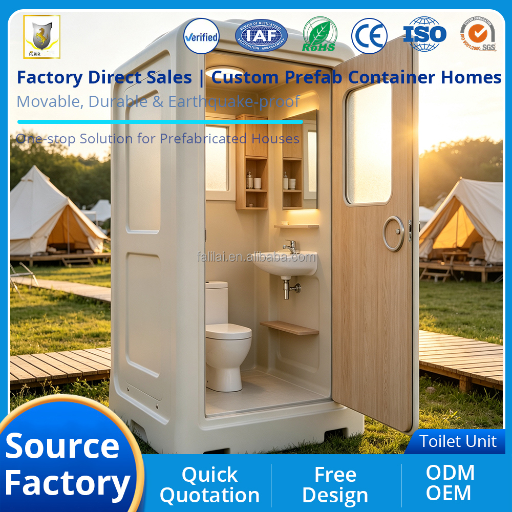 20ft Prefab Portable Container Toilet Room Modular Restroom Wet Dry Separation Sanitary Cabin for Hotel Temporary Camp