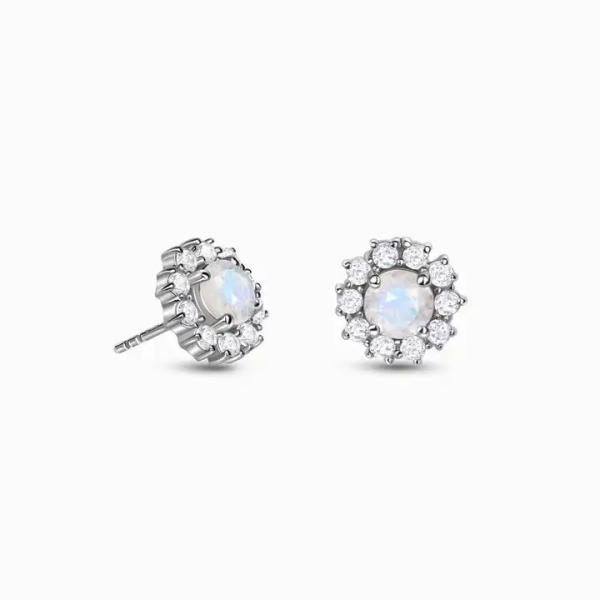Wholesale 925 Sterling Silver Jewelry 14K Gold Plated Women Dangle Earrings Natural Moonstone Drop Earrings