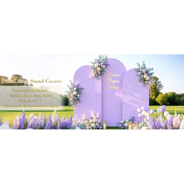 Purple Arch Covers 3 Piece,Spandex Arch Backdrop Cover for Wedding、 Baby Shower 、Birthday Party