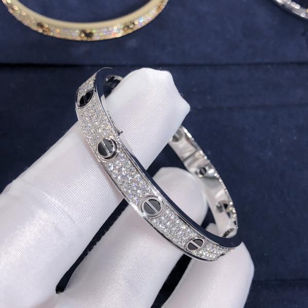 Factory Custom Fine Jewelry 18k White Ogold LOVE Bracelet, Diamond-Paved, Ceramic Bracelet