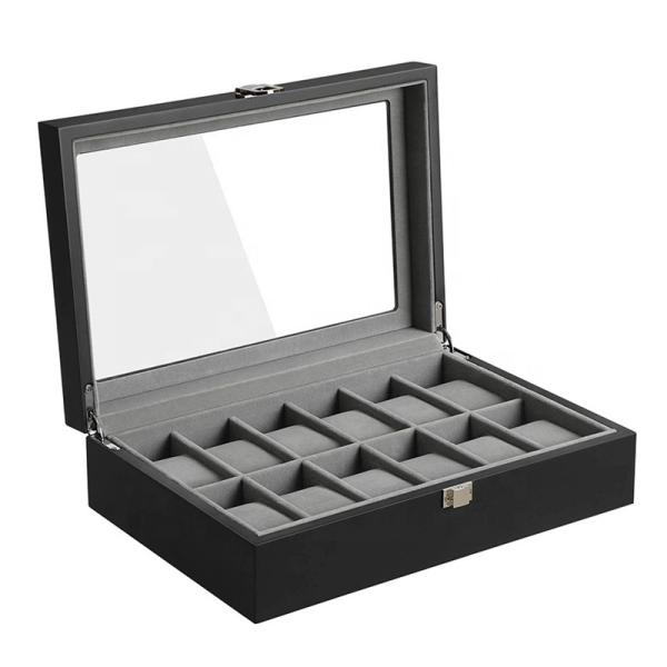 Hard Wood MDF Board Glass Gift Watch Jewelry Box EVA Insert