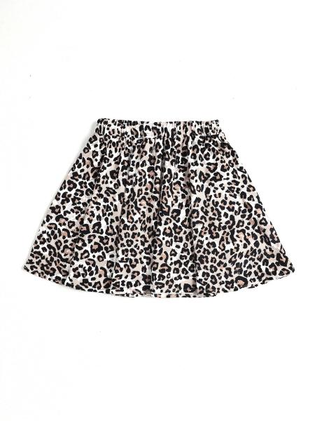 Saias curtas e vestidos de poliéster Impressão de padrões de leopardo para meninas