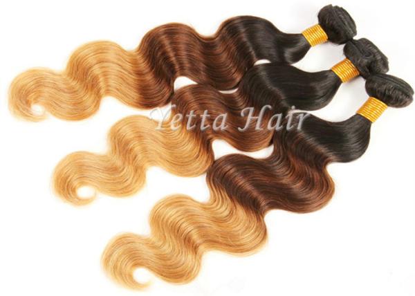 Weave brasileiro do cabelo de 3 extensões naturais do cabelo de Ombre da onda do corpo do tom