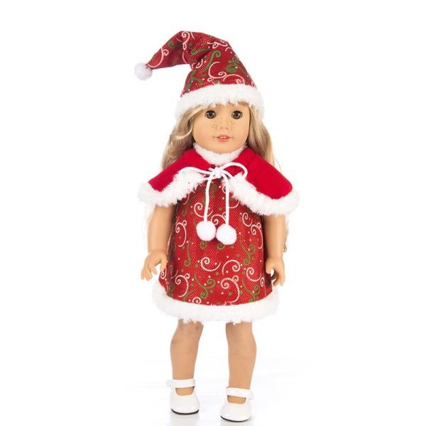 RTS Christmas Princess Dress For Doll Clothing 3pcs set Doll Clothes Dress Hat Wraps For 50cm Doll Girls
