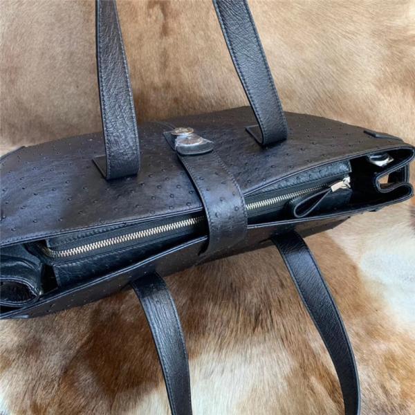 Authentic Real Ostrich Skin Businessmen Travel Duffle Purse Large Shoulder Bag Genuine Leather Male Top-handle Handbag