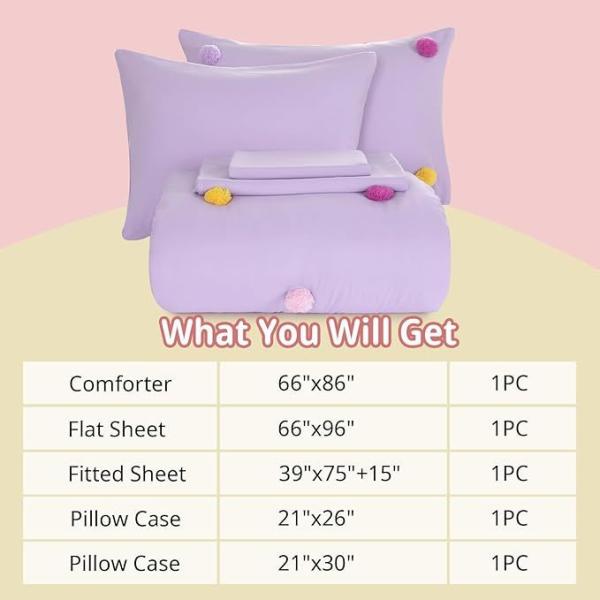 5 piezas Niñas Set de ropa de cama para niños Consolador para niños Con tejido de microfibra