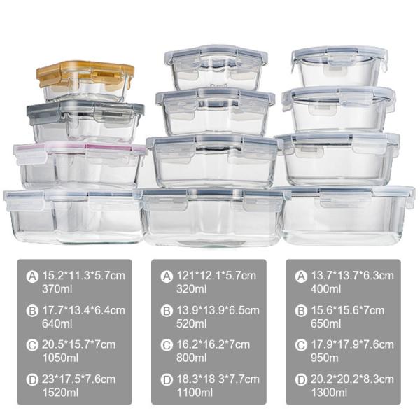 4-Lock Custom Glass Food Container with Back to School Design and Oven Safe High Borosilicate Glass