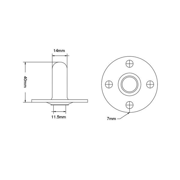Genuine Fender Amplifier 2 Plug-in castor with socket, zinc plating.