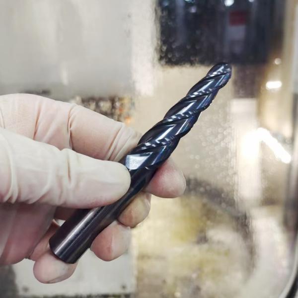 Customized HF25 Carbide Taper End Mill Cutter 4 Degree For Deep Cavity Slope Cutting